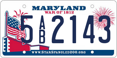 MD license plate 5AB2143