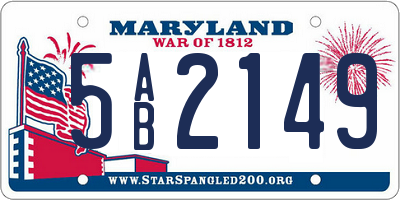 MD license plate 5AB2149