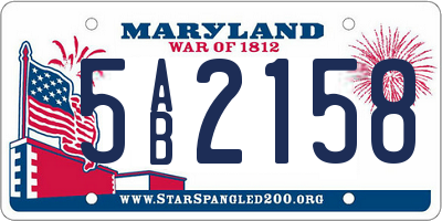 MD license plate 5AB2158