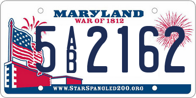 MD license plate 5AB2162
