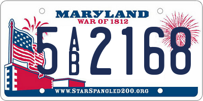 MD license plate 5AB2168