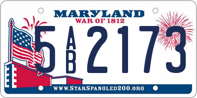 MD license plate 5AB2173