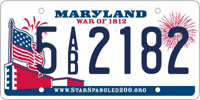 MD license plate 5AB2182