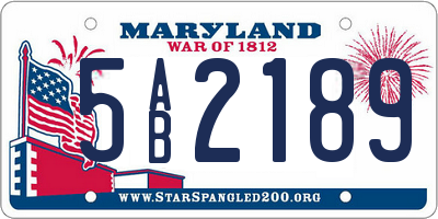MD license plate 5AB2189