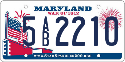 MD license plate 5AB2210
