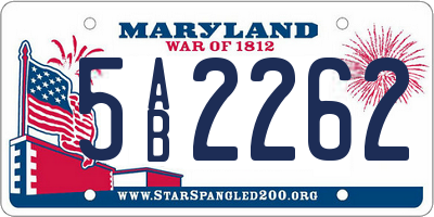 MD license plate 5AB2262