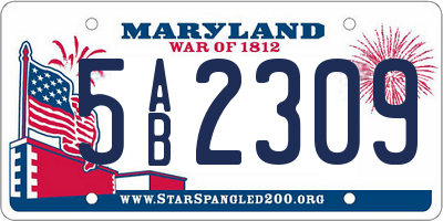 MD license plate 5AB2309