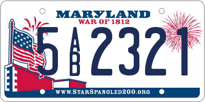MD license plate 5AB2321