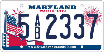 MD license plate 5AB2337