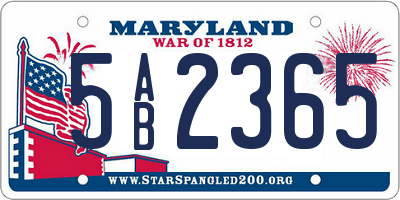 MD license plate 5AB2365