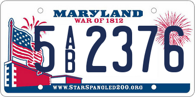 MD license plate 5AB2376