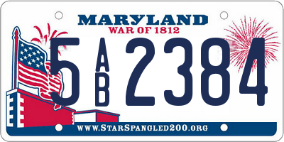 MD license plate 5AB2384