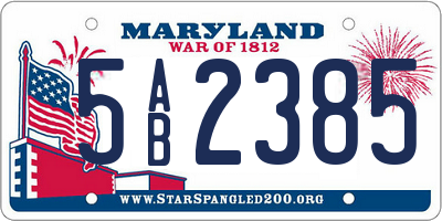 MD license plate 5AB2385