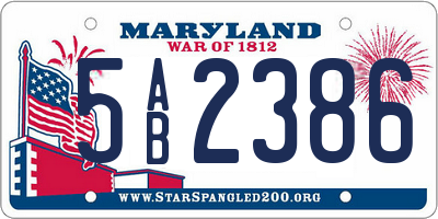 MD license plate 5AB2386
