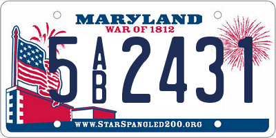 MD license plate 5AB2431