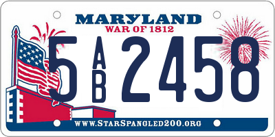 MD license plate 5AB2458