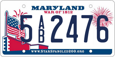 MD license plate 5AB2476