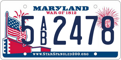 MD license plate 5AB2478
