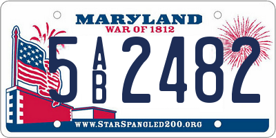 MD license plate 5AB2482