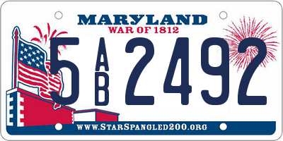 MD license plate 5AB2492