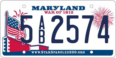 MD license plate 5AB2574