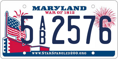 MD license plate 5AB2576