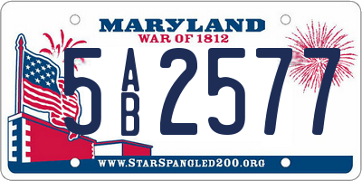 MD license plate 5AB2577