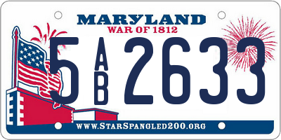 MD license plate 5AB2633