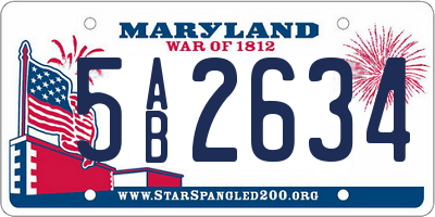 MD license plate 5AB2634