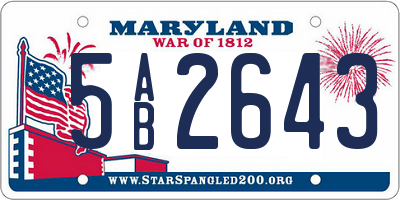 MD license plate 5AB2643