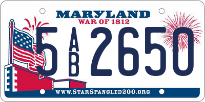 MD license plate 5AB2650
