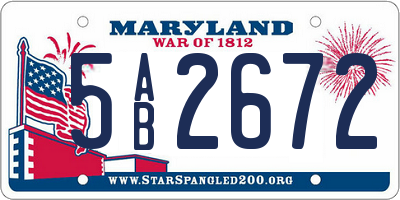 MD license plate 5AB2672