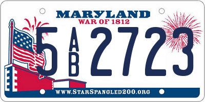 MD license plate 5AB2723