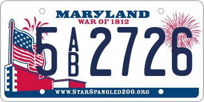 MD license plate 5AB2726
