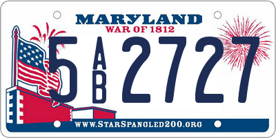 MD license plate 5AB2727