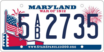 MD license plate 5AB2735