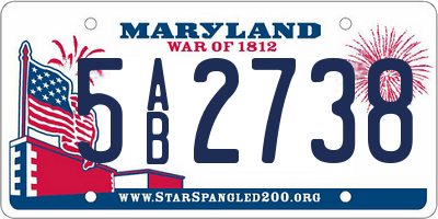 MD license plate 5AB2738