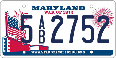 MD license plate 5AB2752