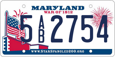 MD license plate 5AB2754
