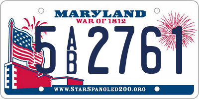 MD license plate 5AB2761
