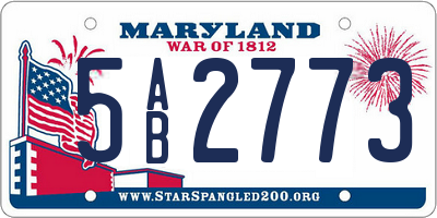 MD license plate 5AB2773