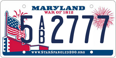 MD license plate 5AB2777