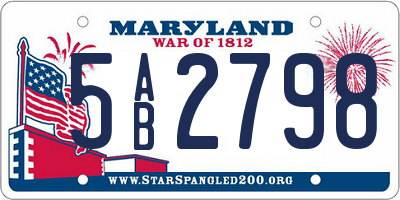 MD license plate 5AB2798