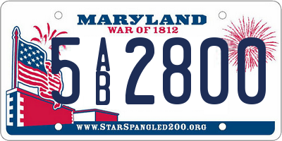 MD license plate 5AB2800