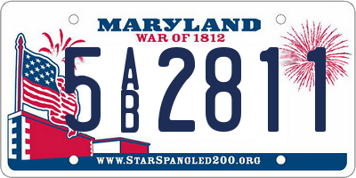 MD license plate 5AB2811