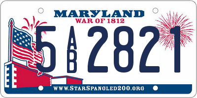 MD license plate 5AB2821