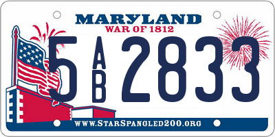 MD license plate 5AB2833