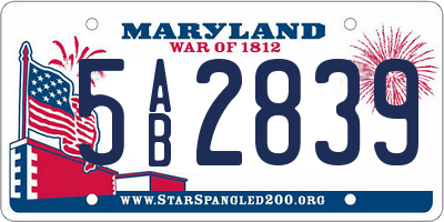 MD license plate 5AB2839