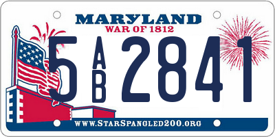 MD license plate 5AB2841