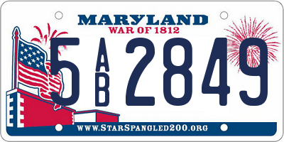 MD license plate 5AB2849